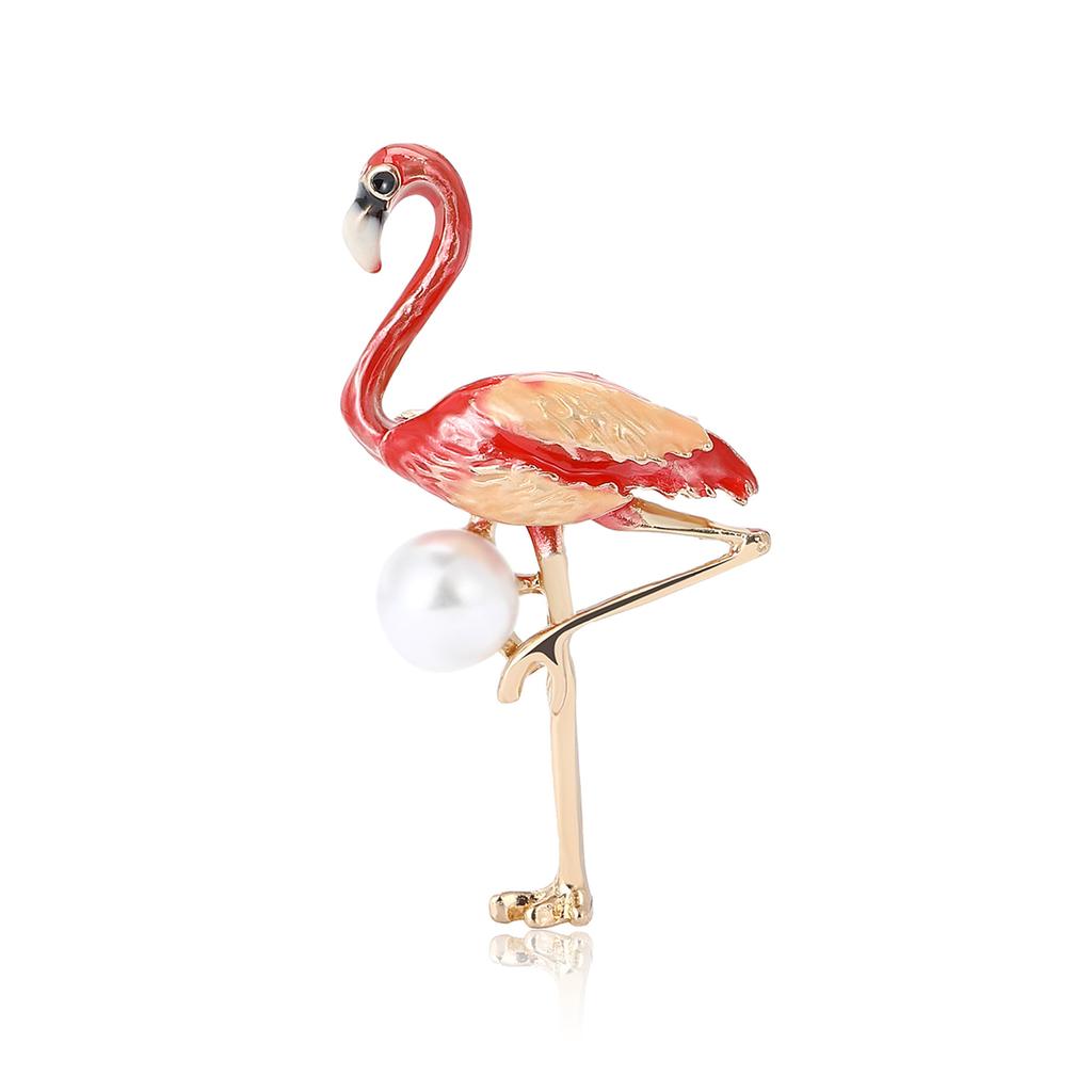Нежная брошь-фламинго из эмали, модный универсальный женский костюм, кардиган, украшение для корсажа