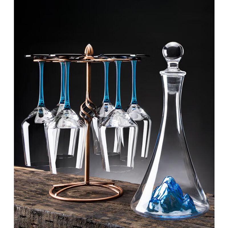 Crystal Glass Iceberg Waterfall Decanter Set