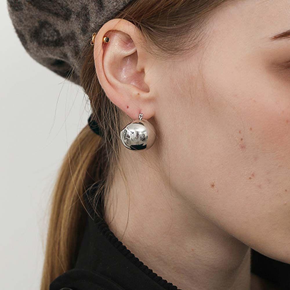 Французские серебристые круглые серьги-кольца в форме шара, U-образные серьги, гвоздики, серьги-кольца