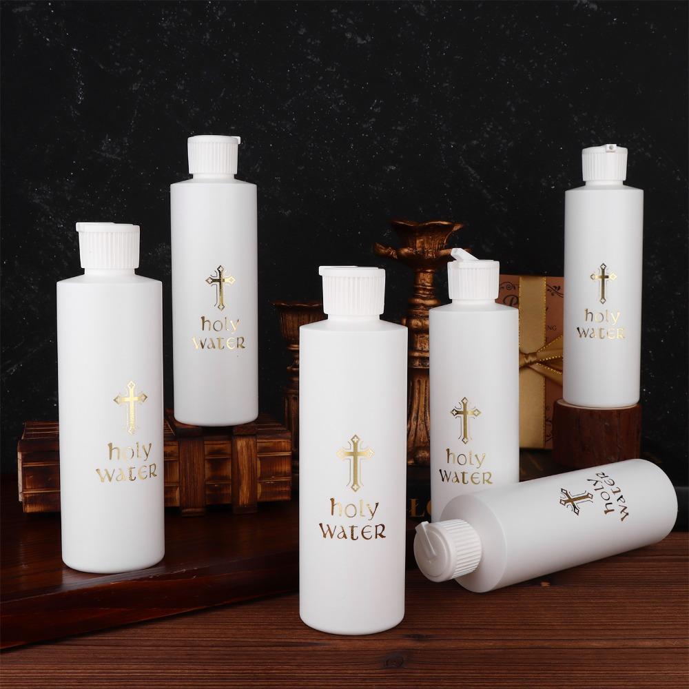 6 шт. Большие бутылки для святой воды 250 мл Пустой контейнер с золотым крестом Пластиковая бутылка для святой воды для компактного католического