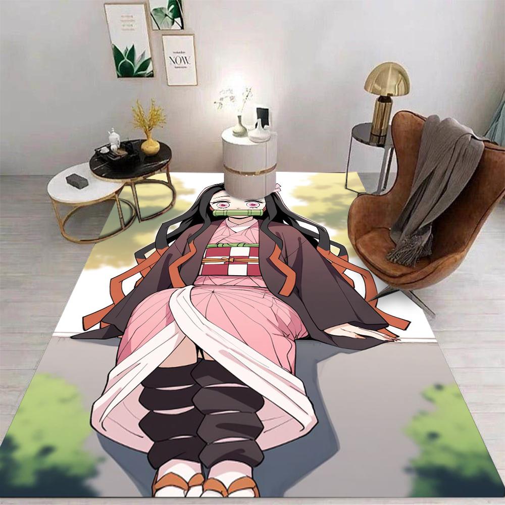  Demon Slayer Carpet Cartoon Living Room Bedroom Kitchen Sofa Table Balcony Rug Non-slip Washable Mat Exquisite Ornaments