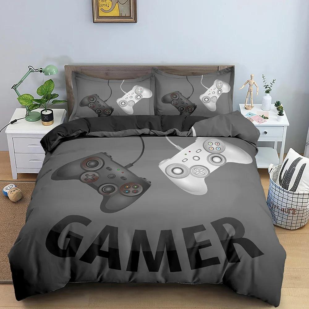 Подростковое одеяло с пододеяльником на тему видеоигр King Gamepad Controller Комплект постельного белья Молодежный игровой комплект постельного белья 3D Полиэстеровая наволочка Инструмент