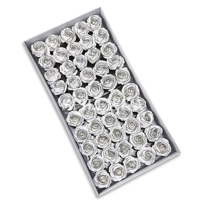24pcs 4x6cm Artificial Chanson Rose Black Border Small Fragrant Flowers Decoracion Flower Box Wedding Bouquet Christmas Gift