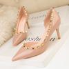 Fashion V Home Rivet Thin Heel High Heels Slim Shallow Mouth Pointed Side Hollow Women's Single Shoes