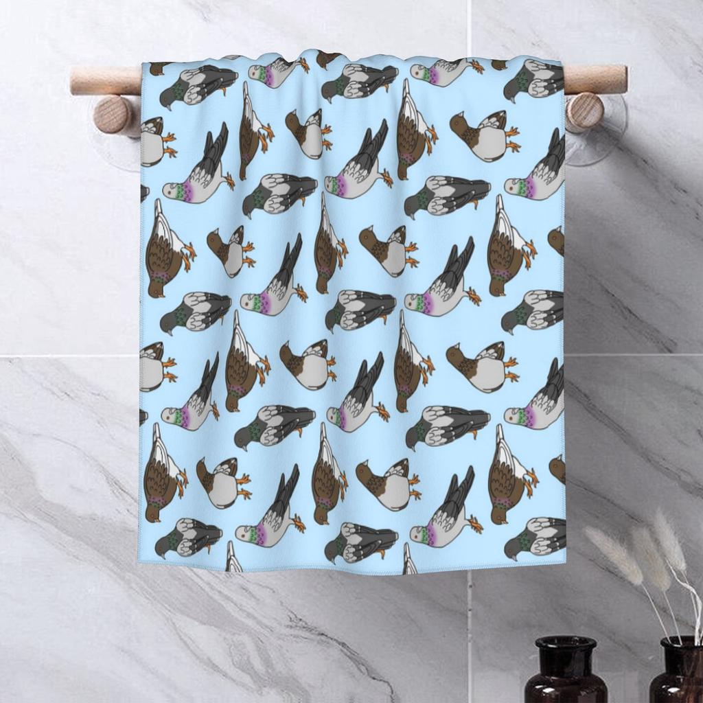 City Pigeons Soft Face Towel Quick Dry Pool Bath Cotton Towels Breathable