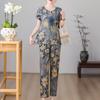 Летние элегантные брючные комплекты больших размеров для женщин, комплекты из 2 предметов с винтажным принтом, женский наряд