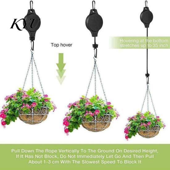 Plant Pulley for Balcony Garden Hanger, Adjustable Ceiling Hook, Heavy Duty Tool Hanging Decorations Retractable Hook Baskets, Bird Feeders Easy Lift