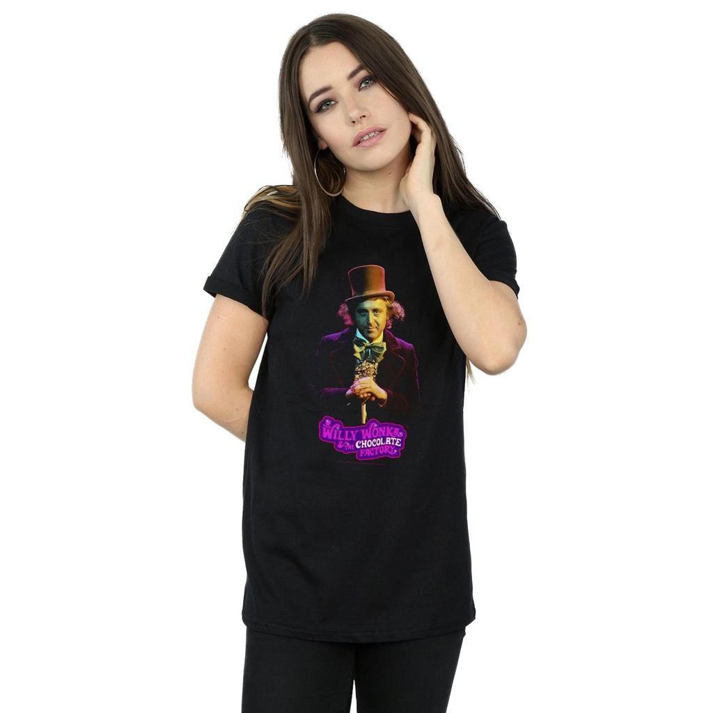 Willy Wonka And The Chocolate Factory Womens/Ladies Dark Pose Cotton Boyfriend T-Shirt