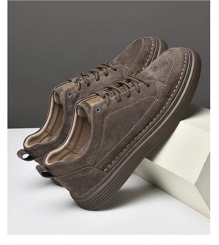 Plus Size Men's Skate Shoes, Size 47, Pigskin Top Layer, British Style, Thick Sole, Youth Casual Fashion Sneakers