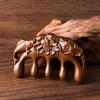 Sandalwood Scalp Massage Comb Wide Teeth Carved Lotus Fish Hair Growth Promotion Wooden