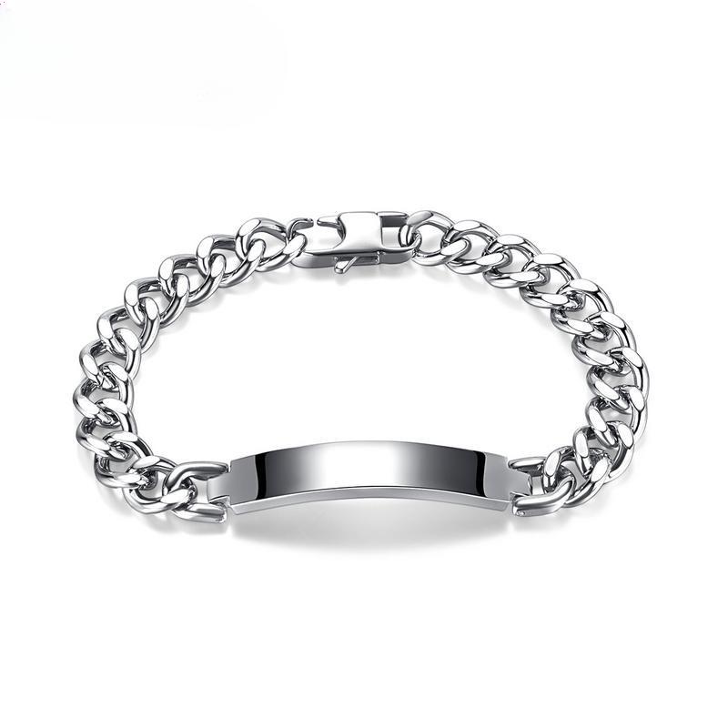 Универсальный персонализированный модный браслет из титановой стали с гладким изогнутым брендом для пары