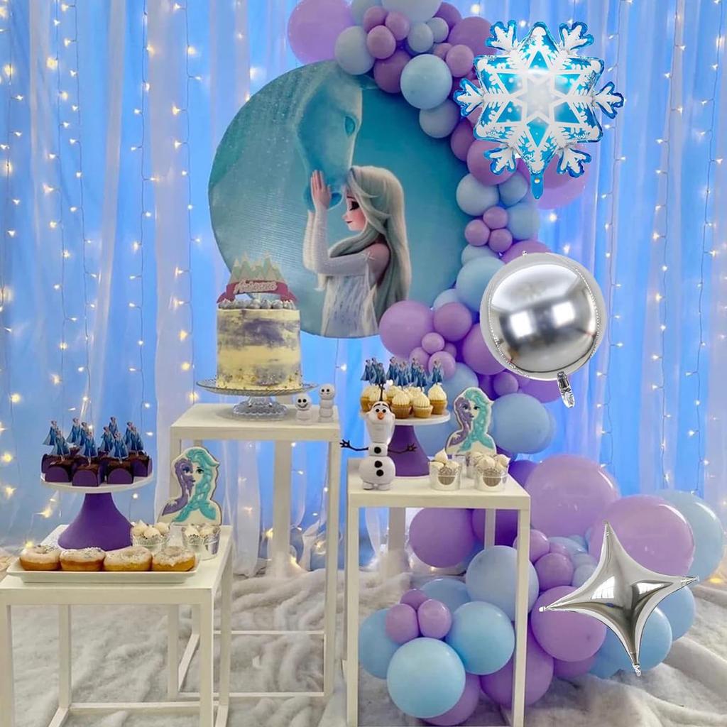 107-Piece Frozen Character Birthday Decorations, Character Balloons, HAPPY BIRTHDAY Banner, Cake Topper, Stickers, Kids Birthday Celebration