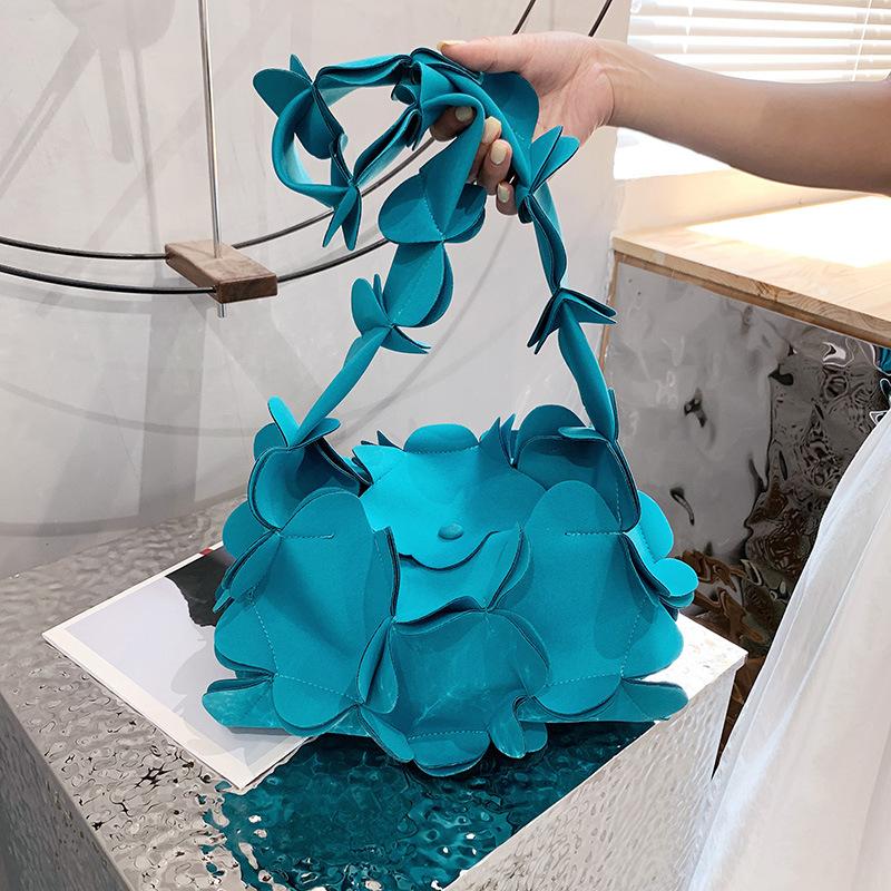 Модная корейская сумка-подмышка с лепестками 3D-цветок из ПУ-кожи Сумка-подмышка Женские сумки через плечо Однотонная ткань Сумки-хобо Сумка через плечо