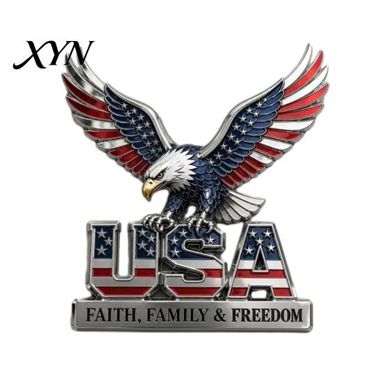 Съемная наклейка на автомобиль без следов, Металлическая эмблема USA Faith, Family & Freedom, Буквы Eagle, Патриотическое издание, 3D тисненый логотип, 250-летний юбилей