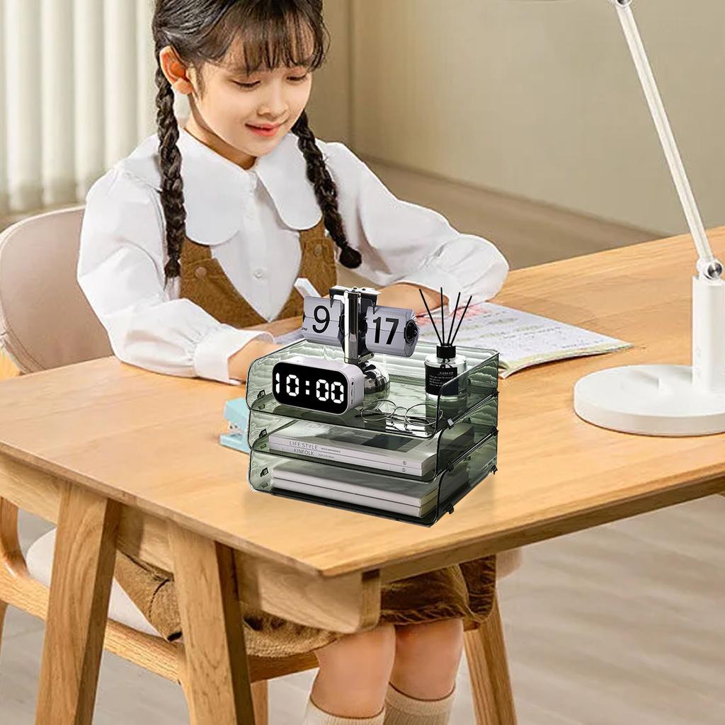 Коробка для хранения бумаги формата А4, складная, пластиковая, с большим отверстием, однослойная, настольная, для офиса