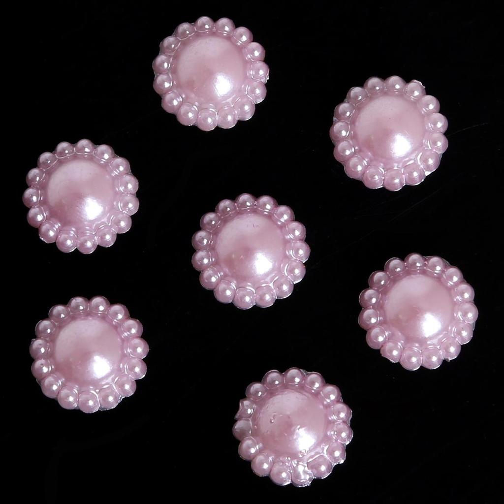 50pcs/bag 12mm Colorful Lacy Half Round Flat Beaded DIY Jewelry Handmade Accessories