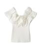 Lily Brown Decorative Knit Top LWNT252052 White Off-the-Shoulder Women's