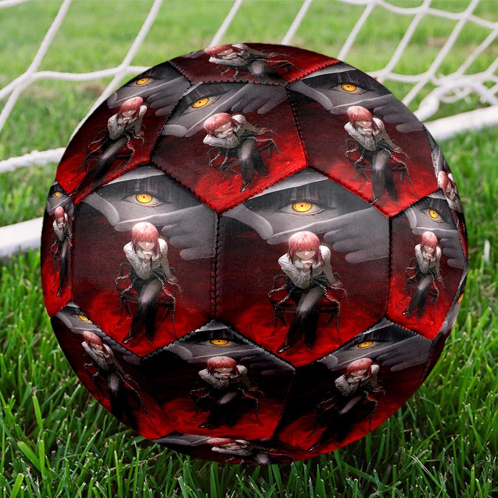 Makima Chainsaw Man Print Size 5 Soccer Ball, Standard Match Football for Sports Game and Team Practice, Ideal Gift for Soccer Fans