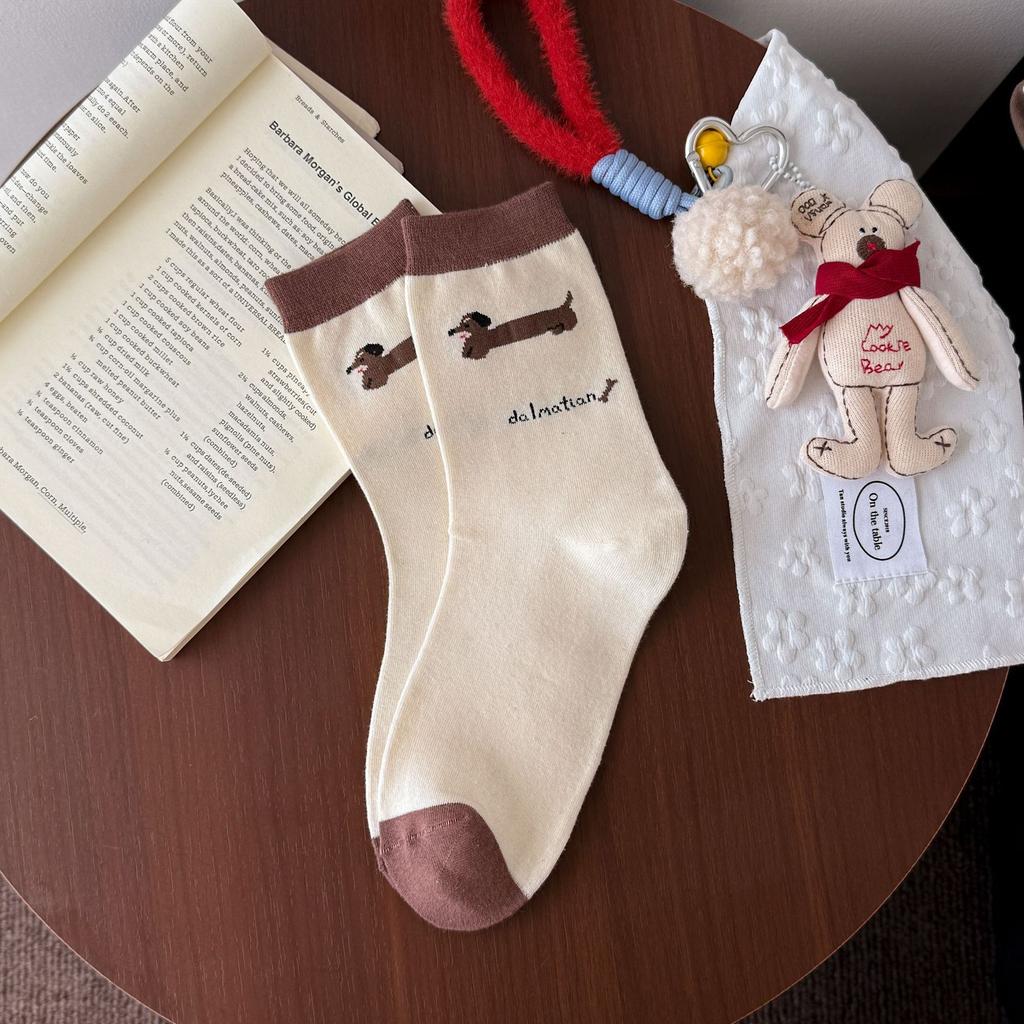 Мультяшные милые носки в студенческом стиле для девочек, сезонные носки, хлопок, щенок, милый питомец