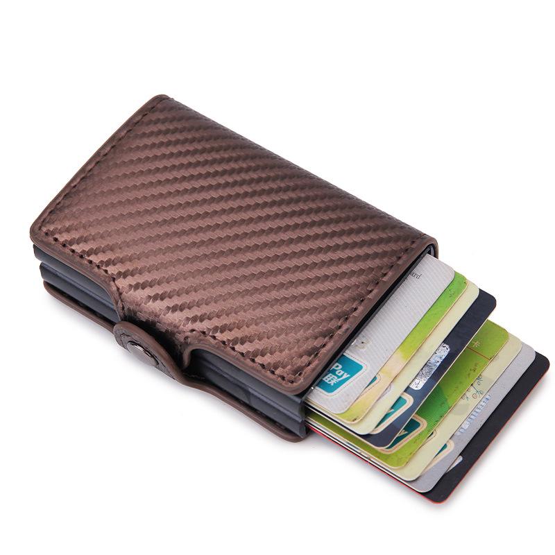 Men's Carbon Fiber RFID Anti-Theft Double Layer Metal Card Holder Wallet