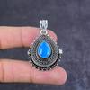 Голубой Халцедон Ручной Работы Ювелирные Изделия из Стерлингового Серебра 925 Пробы Подвеска-Яд 1.77" j8j45