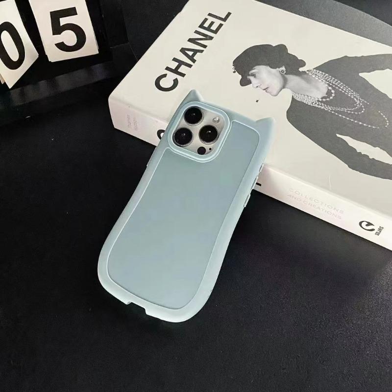 Модный однотонный чехол с кошачьими ушками для IPhone15 13 12 11 14 Pro Max Plus, мягкий силиконовый чехол из ТПУ с защитой от падения, задняя крышка