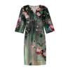 Women's Summer Casual Fashion Five-quarter Sleeve Printed V-Neck Loose Mid-Length Dress