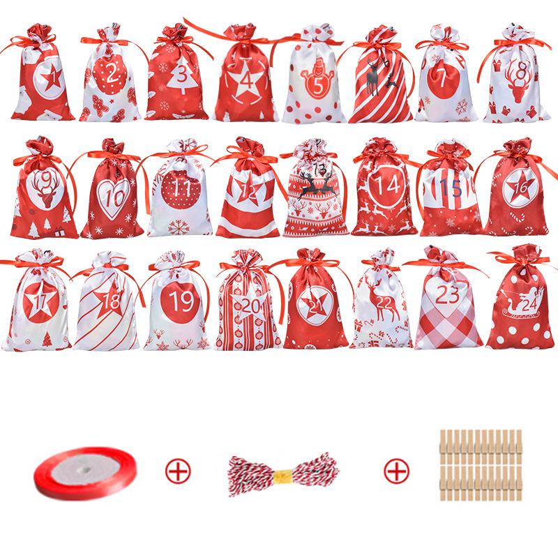 24PCS/set Christmas Bags Drawstrings Jewelry Gift Display Packing Bags Xmas Party Favor Candy Christmas Tree Decoration Bags