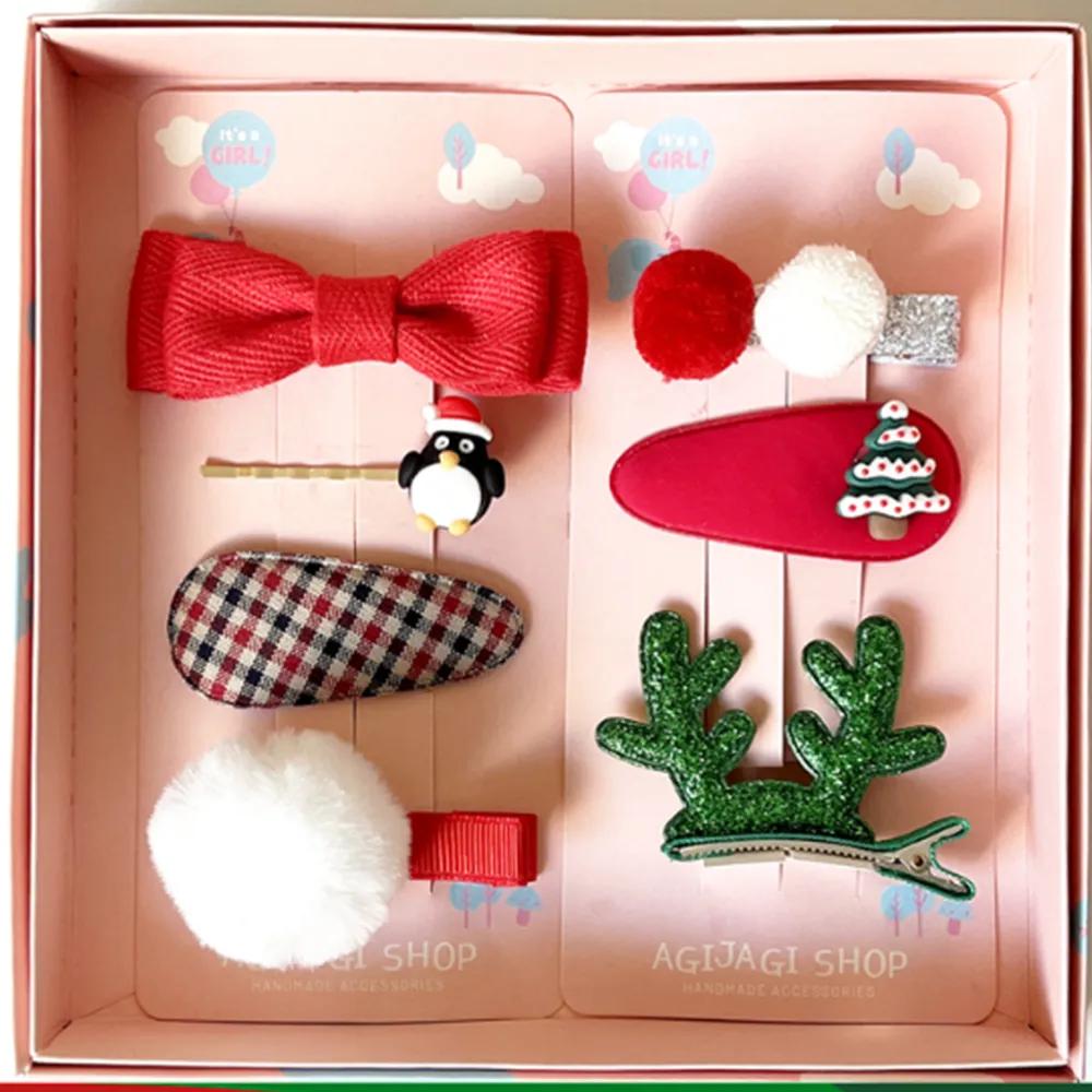 7-Piece Hairpin Set Gift Box Ribbon Snap Pin Daycare Birthday Gift Hairpin