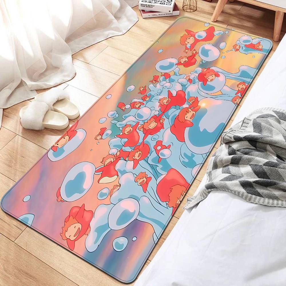 Cute P-Ponyo Movie On The Cliff Anime Floor Mat Rectangle Anti-slip Home Soft Badmat Front Door Indoor Outdoor Mat Welcome