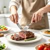 6piece stainless steel handle kitchen knife set suitable for home kitchen and dining room including steak knife forks and spoons