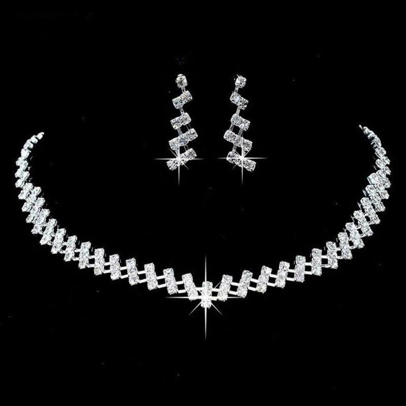 Minimalist Water Cube Necklace And Earrings Set For Brides And Women