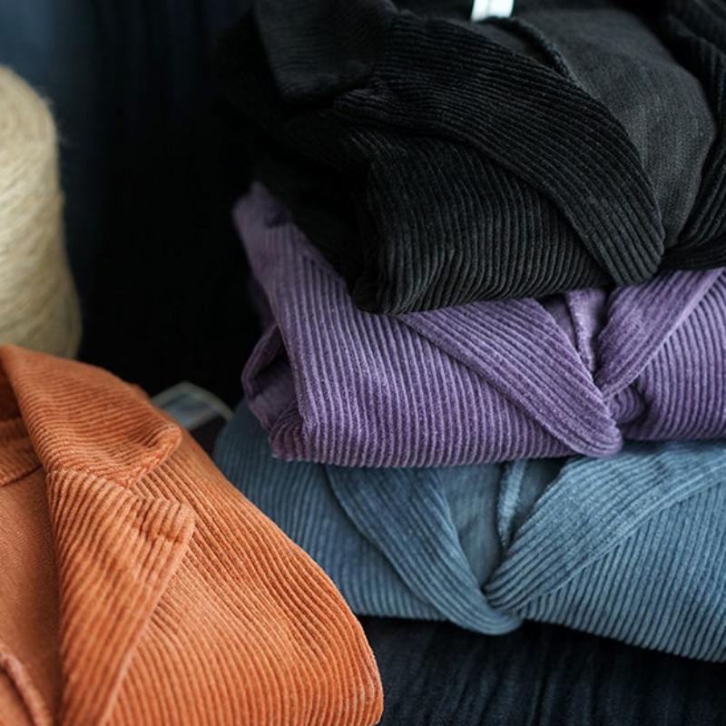 Вельветовые куртки Harajuku, корейский милый однотонный однотонный кардиган с длинными рукавами и лацканами, повседневный кардиган с двойным карманом, пальто