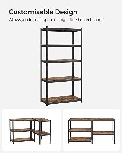 Shelf, 40 X 90 X 180 Cm, 875 Kg Load Capacity (175 Kg Per Shelf), Industrial, Adjustable Storage Shelves, For Living Room, Kitchen, G