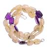 Natural Rutile Quartz Amethyst Gemstone Mix Smooth Beads Necklace 17" UB-4144 UB-4144