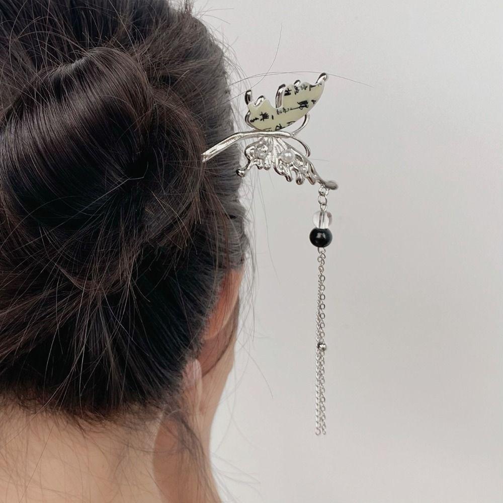 Chinese Style Geometry Hair Clip Tassel Hanfu Hair Stick Vintage Butterfly Hair Stick  Ladies