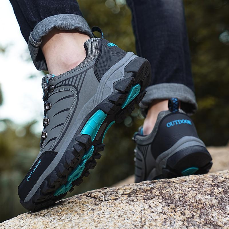 Outdoor Hiking Shoes Men Lace-up Anti-slip Wear-resistant Casual Sports Shoes Men Shock-absorbing Breathable Low-top Shoes Men