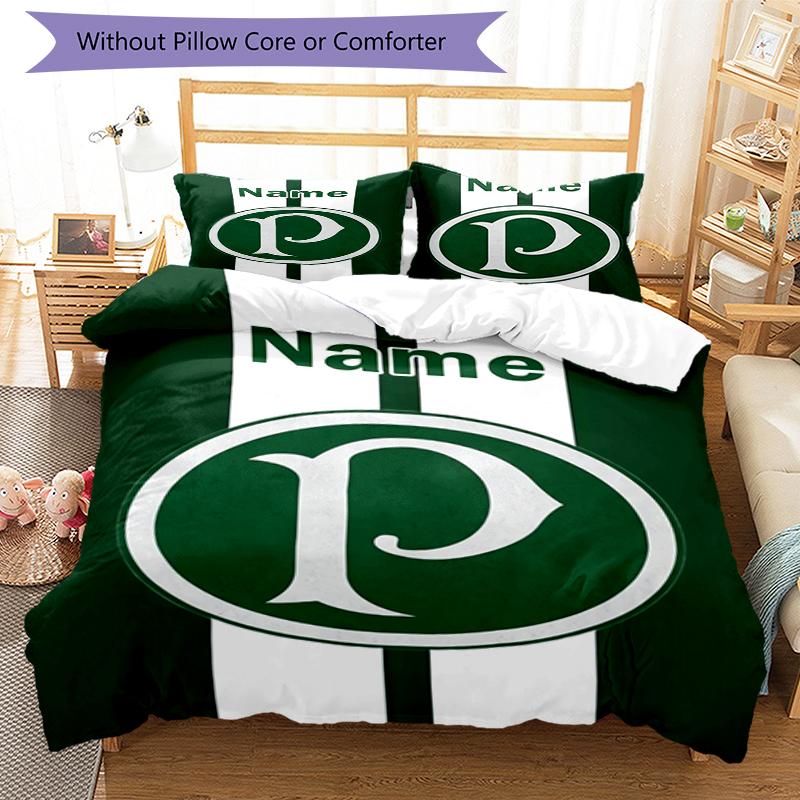 3pcs Custom Name Palmeiras Bedding Set Duvet Cover Closure Includes 1 Duvet Cover & 2 Pillowcases, Soft and Comfortable for All Seasons.