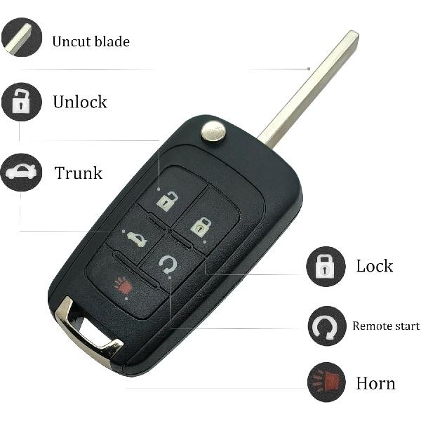 Замена корпуса брелока подходит для Chevy Cruze Malibu Equinox Sonic Impala GMC Terrain Buick Regal Lacrosse 2010 2011 2012 2013 2014 2015 2016