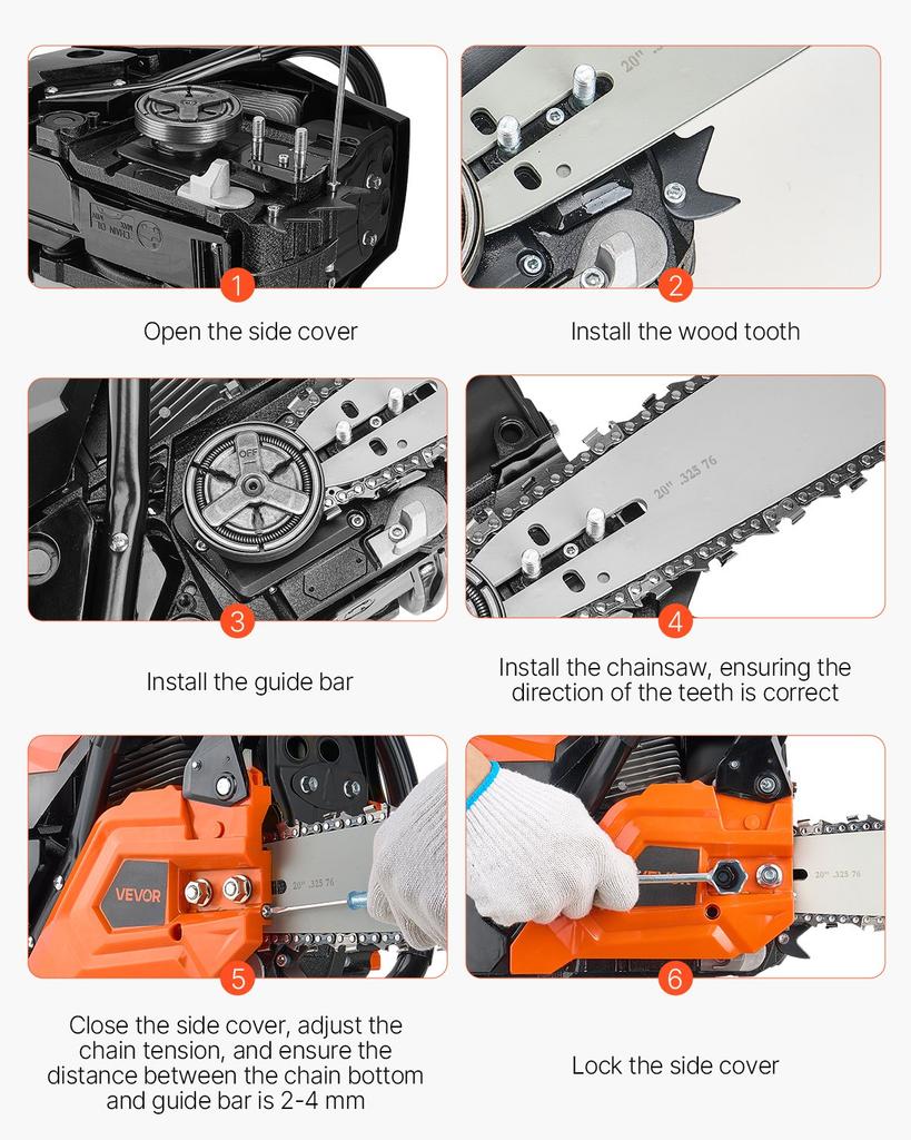 VEVOR 58 cc Gas Chainsaw, 20 inch Gas Powered Chainsaw, 2.7 HP Power Chain Saw with Non-Slip Handle, Gas-Powered Chainsaws with Dual Fuel Tanks