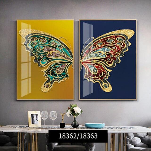 Яркий цвет крылья бабочки скандинавский скандинавский холст хлопок картина Золотая бабочка ретро комната декоративный настенный постер