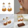 Eye-catching Retro Ghost Face Pumpkin Earrings Featuring Dazzling Rhinestone Embellishments