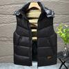Зимние парки без рукавов для мужчин, топы с капюшоном, куртка больших размеров, повседневный толстый теплый черный жилет для мужчин, верхняя одежда