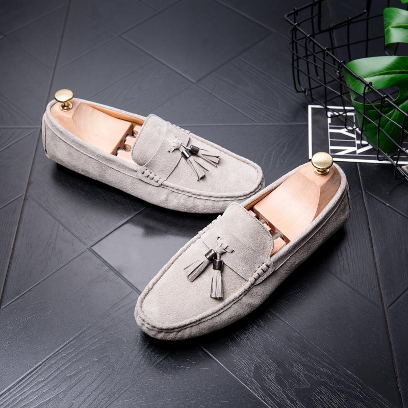 Мужские повседневные кожаные мокасины с кисточками Elegantes Moccasins Slip-On Мужские туфли для вождения Handmade Boat Flats Leisure Walk Lazy Footwear