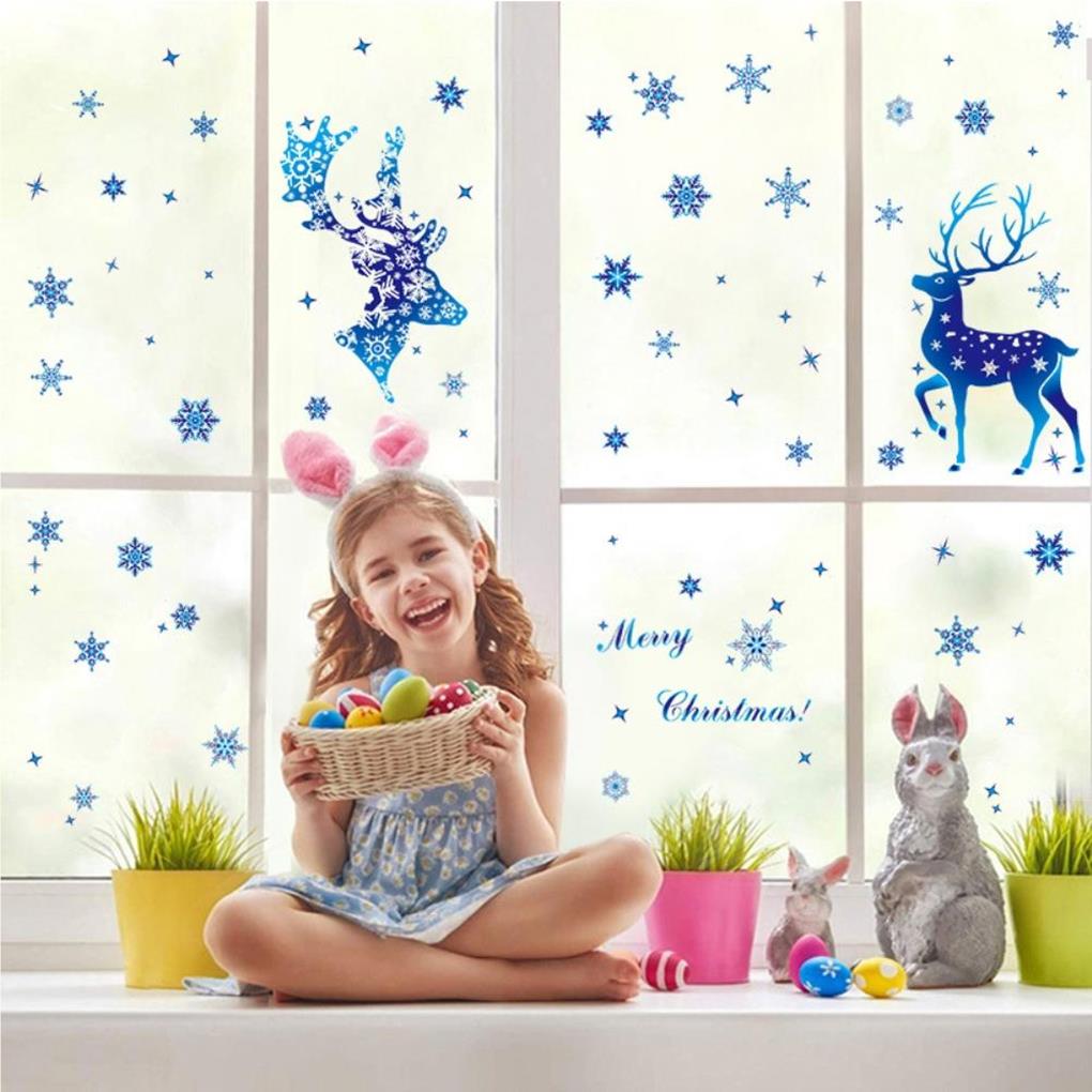 Christmas Snowflake Stickers Festival Xmas Holiday Home Dining Bar Farmhouse Living Room Bedroom Decoration Art