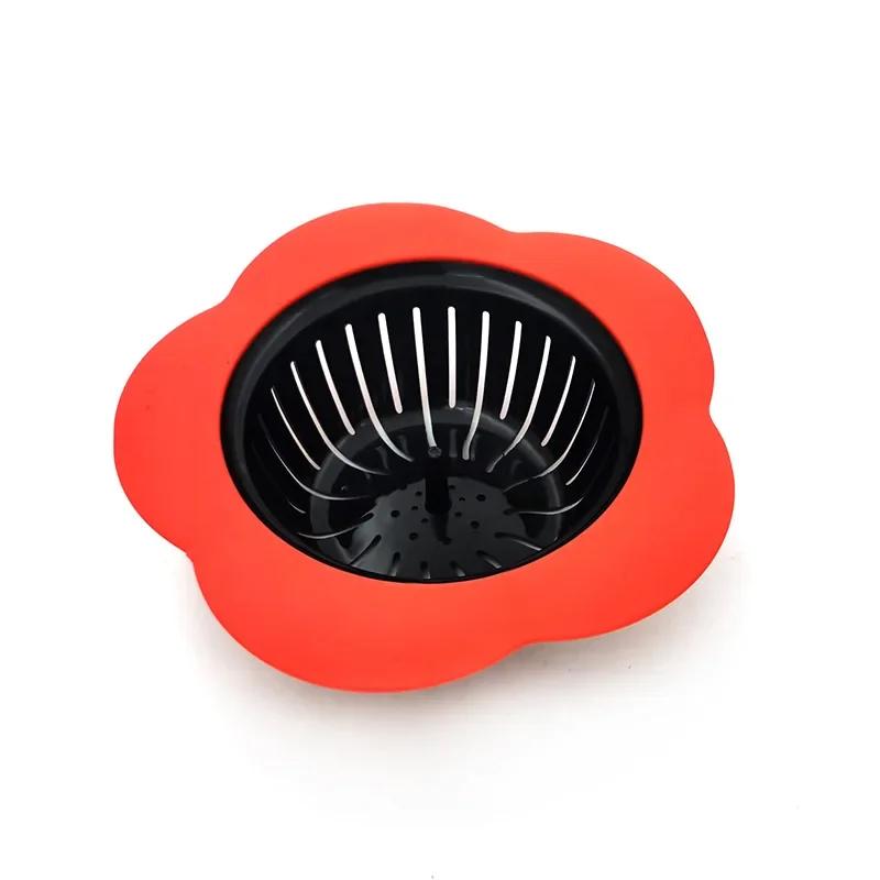 Силиконовый фильтр TPR в форме цветка для кухонной раковины, слив для душа, слив для раковины, крышка для раковины, дуршлаг, канализационный фильтр для волос, 1 шт.