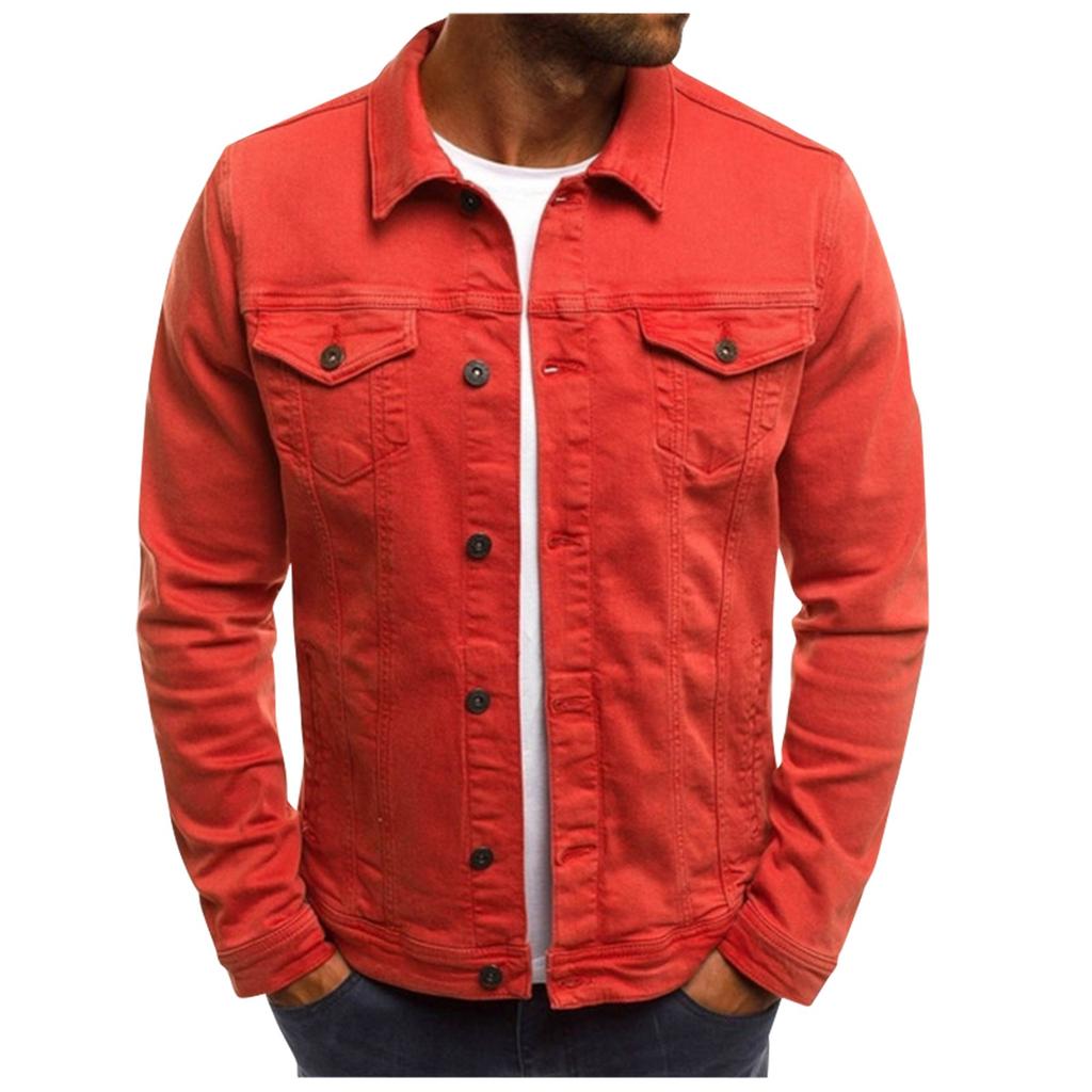 Джинсовая куртка, повседневная однотонная куртка с воротником с лацканами, кардиган на пуговицах, мужская куртка-карго