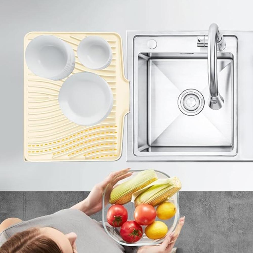 Heat Resistant Kitchen Dish Drainer Pad Nonslip Dish Drying Mat Silicone Draining Board Mat  Home