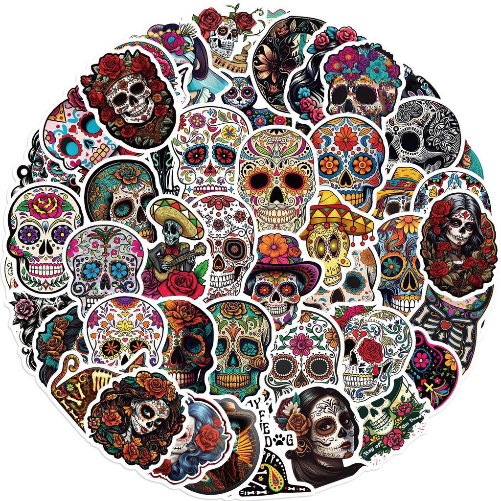 50 Photos of Mexico Day of The Dead Skeleton Graffiti Stickers Decorate Guitar Laptop Suitcase DIY Waterproof