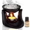 Ceramic Hand Type Aroma Diffuser Oil Burner with Relaxing Oil 10ml (Black)